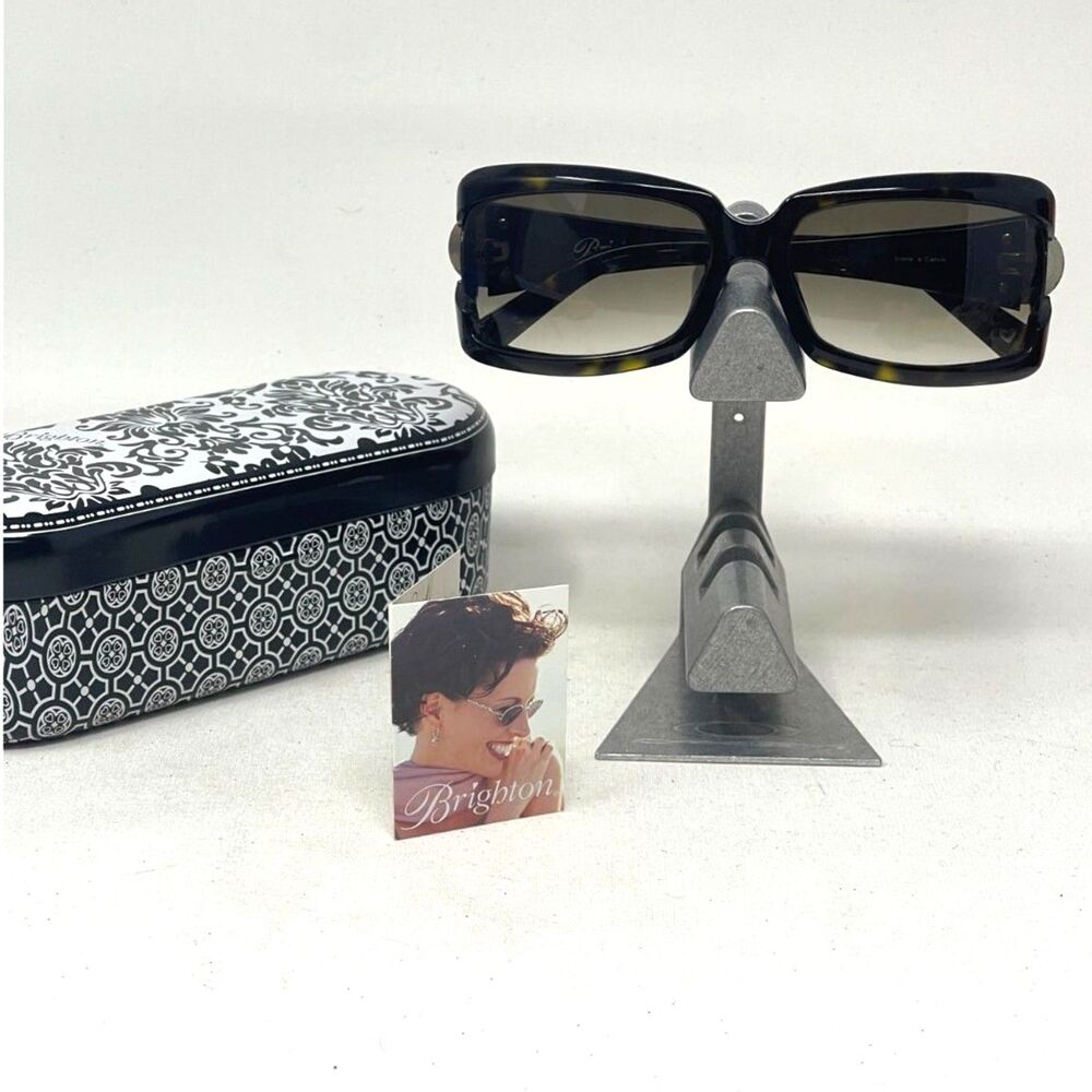 RARE Brighton Sonia's Cercle Sunglasses Tortoise Shell Silver Square Frame /Case